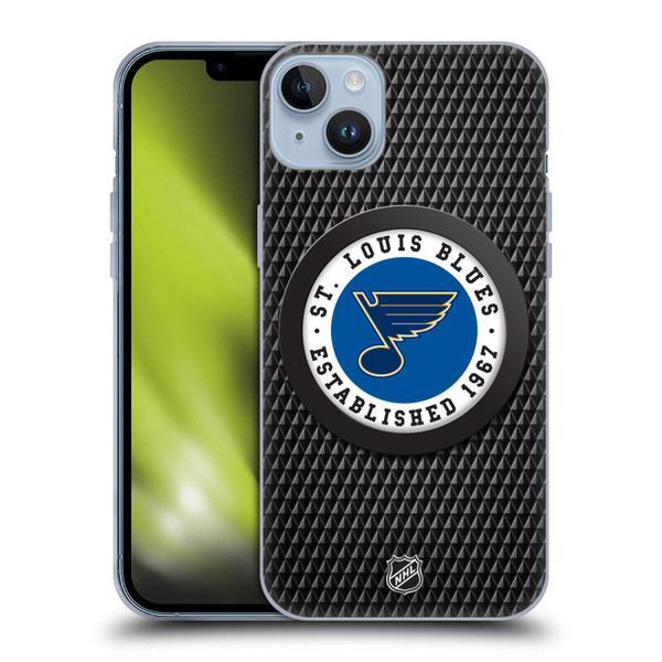 NHL St Louis Blues Puck Texture Soft Gel Case for Apple iPhone 14 Plus
