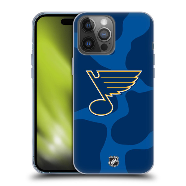 NHL St Louis Blues Cow Pattern Soft Gel Case for Apple iPhone 14 Pro Max