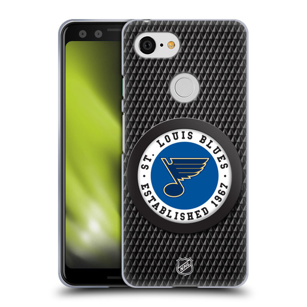 NHL St Louis Blues Puck Texture Soft Gel Case for Google Pixel 3