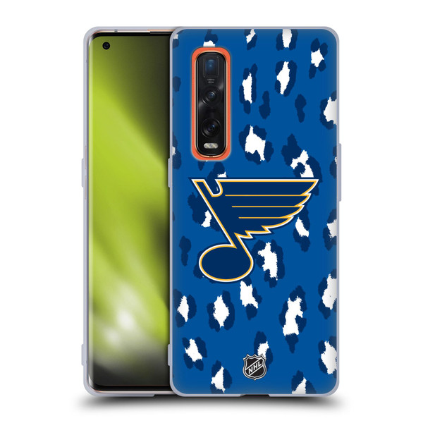 NHL St Louis Blues Leopard Pattern Soft Gel Case for OPPO Find X2 Pro 5G