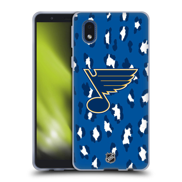 NHL St Louis Blues Leopard Pattern Soft Gel Case for Samsung Galaxy A01 Core (2020)
