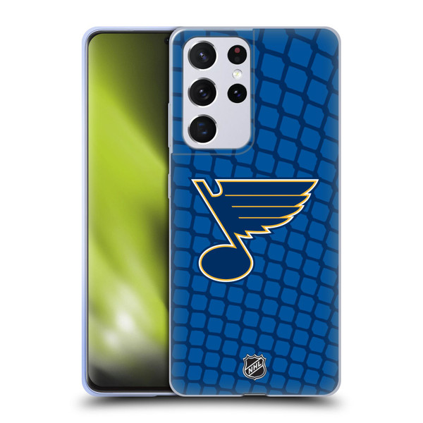 NHL St Louis Blues Net Pattern Soft Gel Case for Samsung Galaxy S21 Ultra 5G & MagSafe