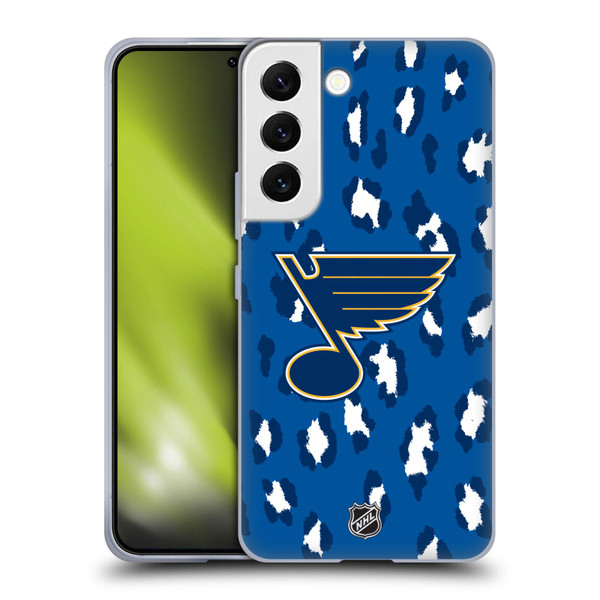 NHL St Louis Blues Leopard Pattern Soft Gel Case for Samsung Galaxy S22 5G & MagSafe