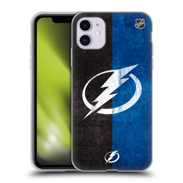 NHL Tampa Bay Lightning Half Distressed Soft Gel Case for Apple iPhone 11