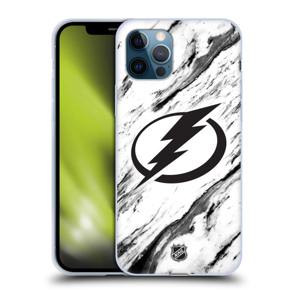 NHL Tampa Bay Lightning Marble Soft Gel Case for Apple iPhone 12 / iPhone 12 Pro