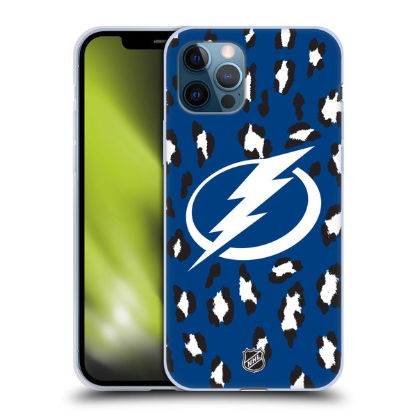 NHL Tampa Bay Lightning Leopard Pattern Soft Gel Case for Apple iPhone 12 / iPhone 12 Pro