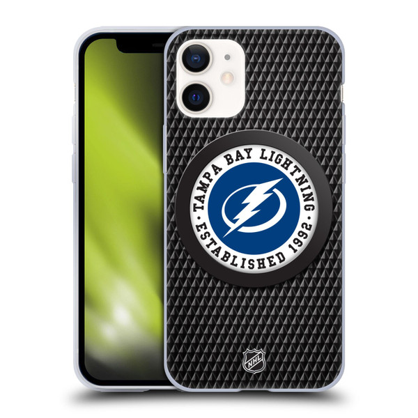NHL Tampa Bay Lightning Puck Texture Soft Gel Case for Apple iPhone 12 Mini