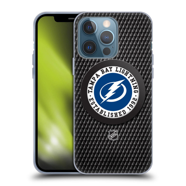 NHL Tampa Bay Lightning Puck Texture Soft Gel Case for Apple iPhone 13 Pro