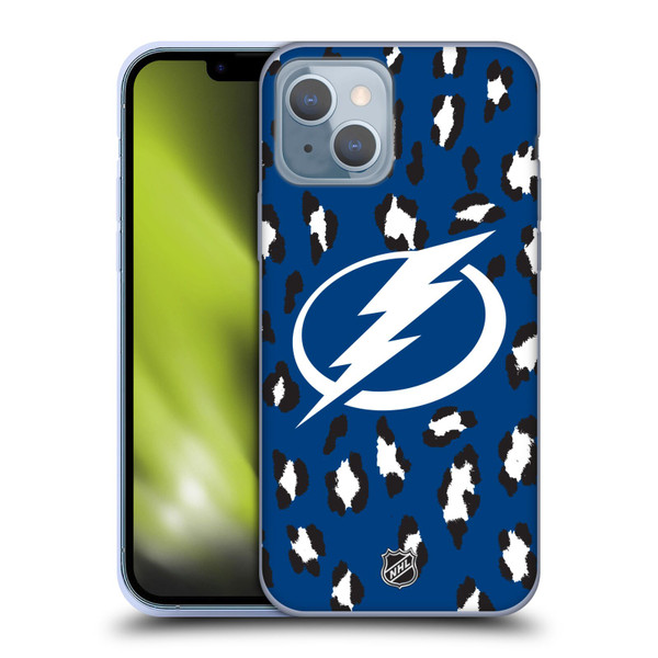 NHL Tampa Bay Lightning Leopard Pattern Soft Gel Case for Apple iPhone 14