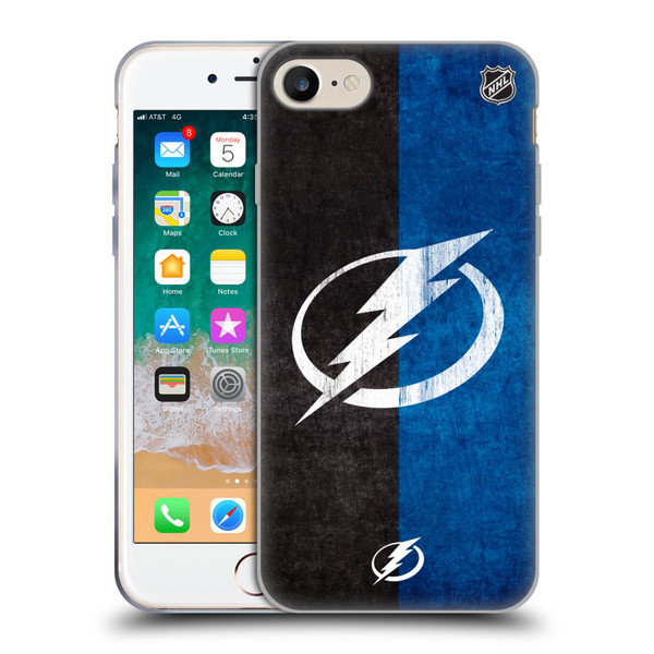 NHL Tampa Bay Lightning Half Distressed Soft Gel Case for Apple iPhone 7 / 8 / SE 2020 & 2022