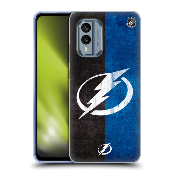 NHL Tampa Bay Lightning Half Distressed Soft Gel Case for Nokia X30