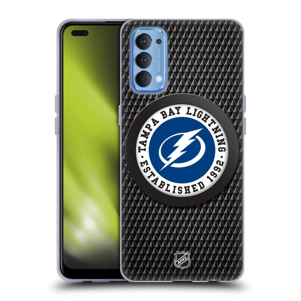 NHL Tampa Bay Lightning Puck Texture Soft Gel Case for OPPO Reno 4 5G