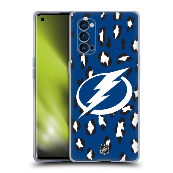NHL Tampa Bay Lightning Leopard Patten Soft Gel Case for OPPO Reno 4 Pro 5G