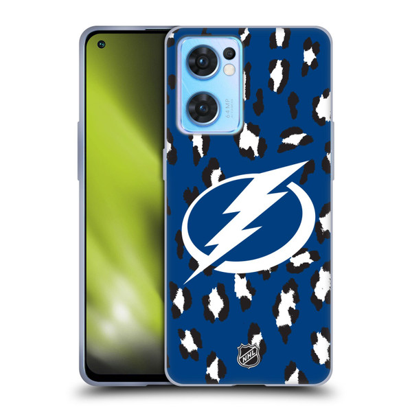 NHL Tampa Bay Lightning Leopard Patten Soft Gel Case for OPPO Reno7 5G / Find X5 Lite