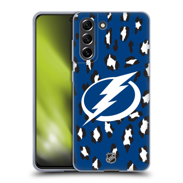 NHL Tampa Bay Lightning Leopard Patten Soft Gel Case for Samsung Galaxy S21 FE 5G