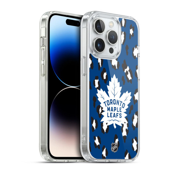 NHL Toronto Maple Leafs Leopard Pattern Soft Gel Case for Apple iPhone 13 Pro & MagSafe