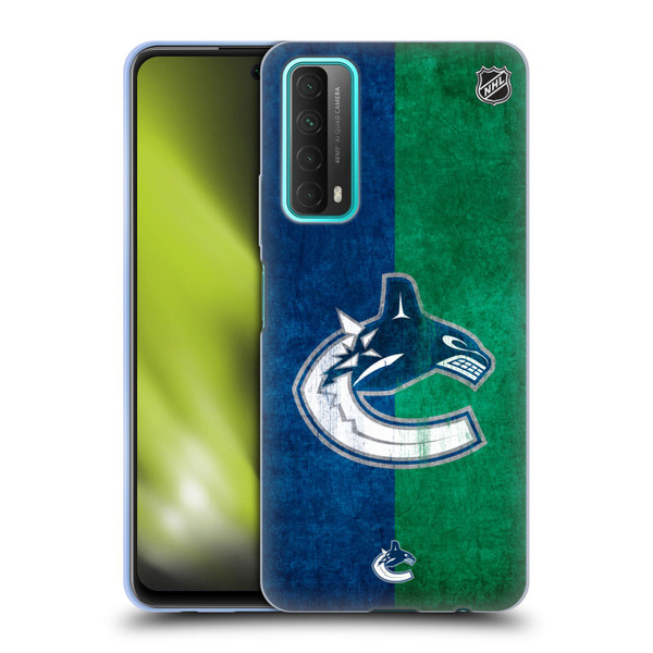 NHL Vancouver Canucks Half Distressed Soft Gel Case for Huawei P Smart (2021)
