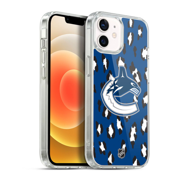 NHL Vancouver Canucks Leopard Pattern Soft Gel Case for Apple iPhone 12 / iPhone 12 Pro & MagSafe