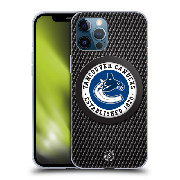 NHL Vancouver Canucks Puck Texture Soft Gel Case for Apple iPhone 12 Pro Max