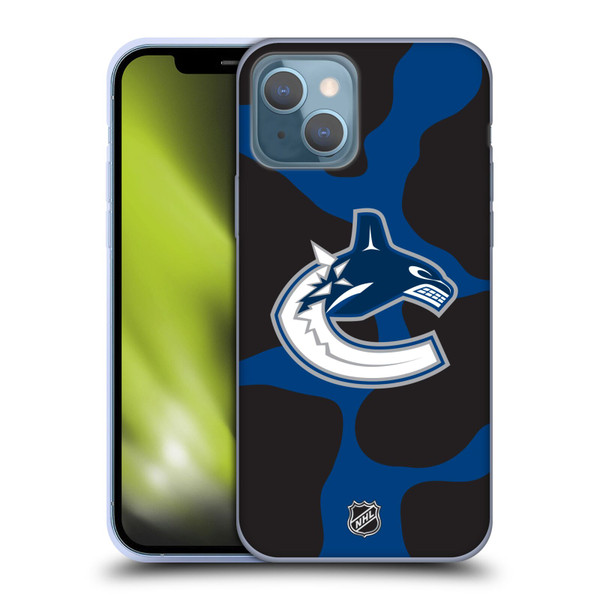 NHL Vancouver Canucks Cow Pattern Soft Gel Case for Apple iPhone 13