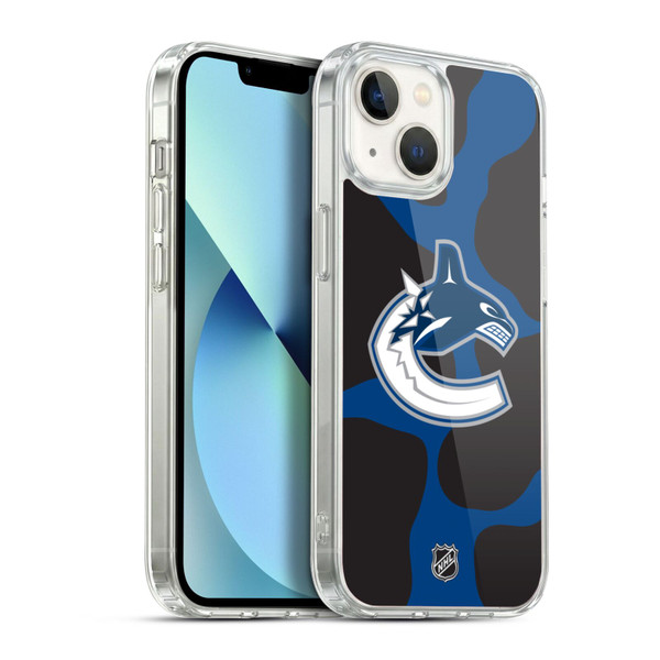 NHL Vancouver Canucks Cow Pattern Soft Gel Case for Apple iPhone 13