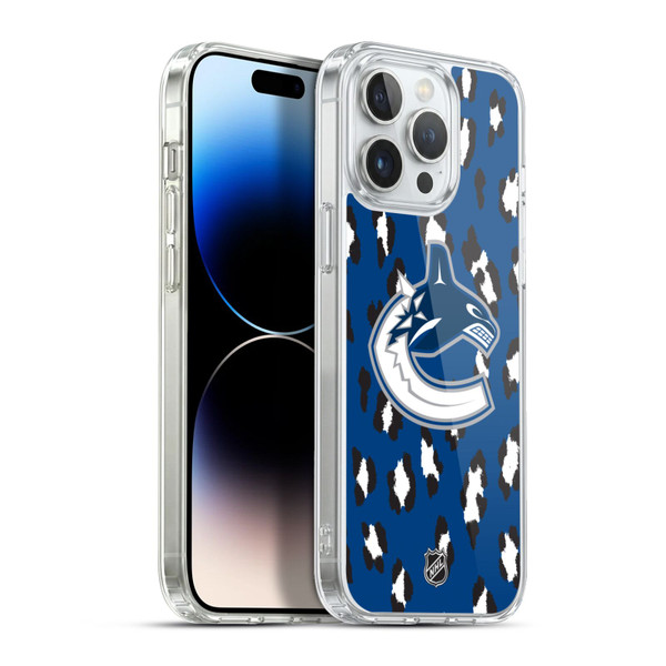 NHL Vancouver Canucks Leopard Pattern Soft Gel Case for Apple iPhone 13 Pro Max & MagSafe