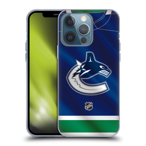 NHL Vancouver Canucks Jersey Soft Gel Case for Apple iPhone 13 Pro