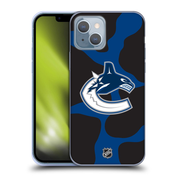 NHL Vancouver Canucks Cow Pattern Soft Gel Case for Apple iPhone 14