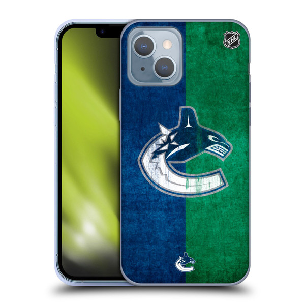 NHL Vancouver Canucks Half Distressed Soft Gel Case for Apple iPhone 14