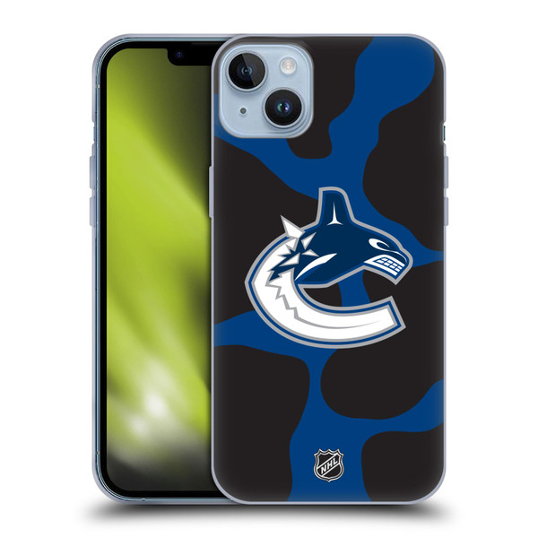 NHL Vancouver Canucks Cow Pattern Soft Gel Case for Apple iPhone 14 Plus