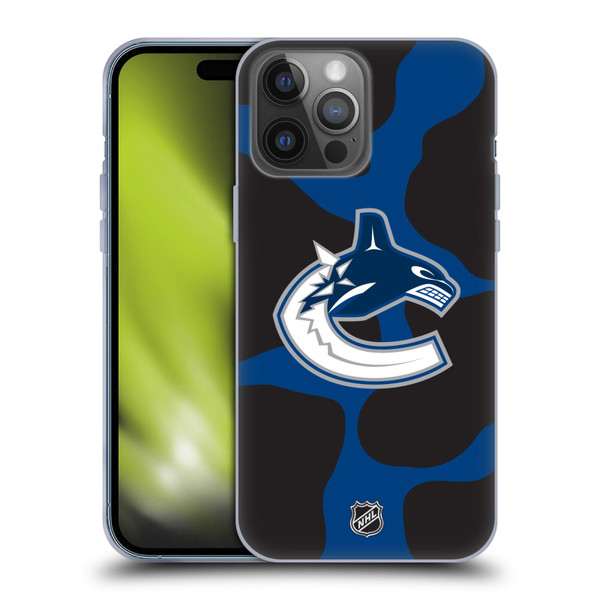 NHL Vancouver Canucks Cow Pattern Soft Gel Case for Apple iPhone 14 Pro Max