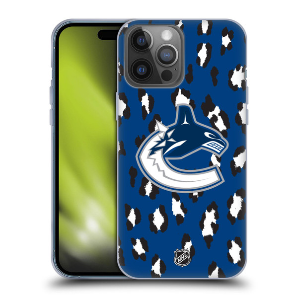NHL Vancouver Canucks Leopard Pattern Soft Gel Case for Apple iPhone 14 Pro Max