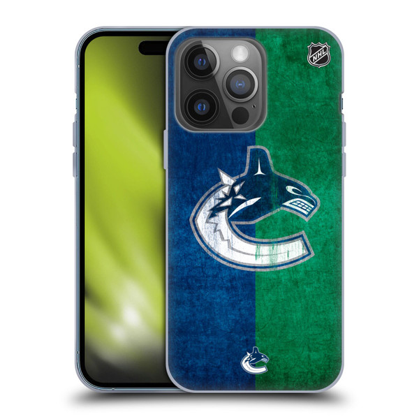 NHL Vancouver Canucks Half Distressed Soft Gel Case for Apple iPhone 14 Pro