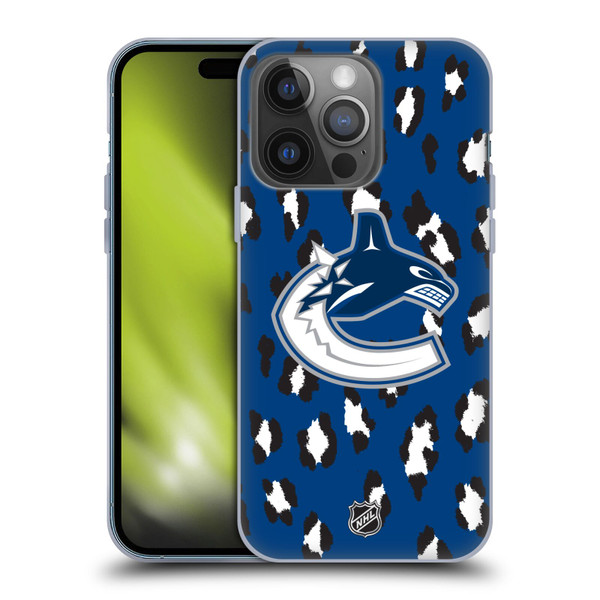 NHL Vancouver Canucks Leopard Patten Soft Gel Case for Apple iPhone 14 Pro