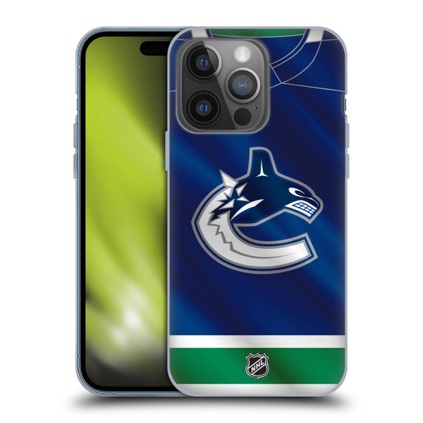 NHL Vancouver Canucks Jersey Soft Gel Case for Apple iPhone 14 Pro