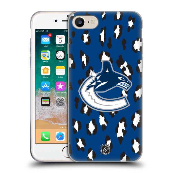 NHL Vancouver Canucks Leopard Patten Soft Gel Case for Apple iPhone 7 / 8 / SE 2020 & 2022