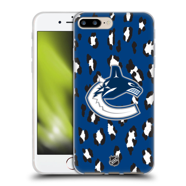 NHL Vancouver Canucks Leopard Patten Soft Gel Case for Apple iPhone 7 Plus / iPhone 8 Plus