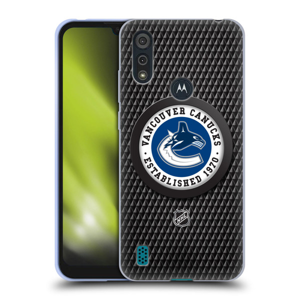 NHL Vancouver Canucks Puck Texture Soft Gel Case for Motorola Moto E6s (2020)