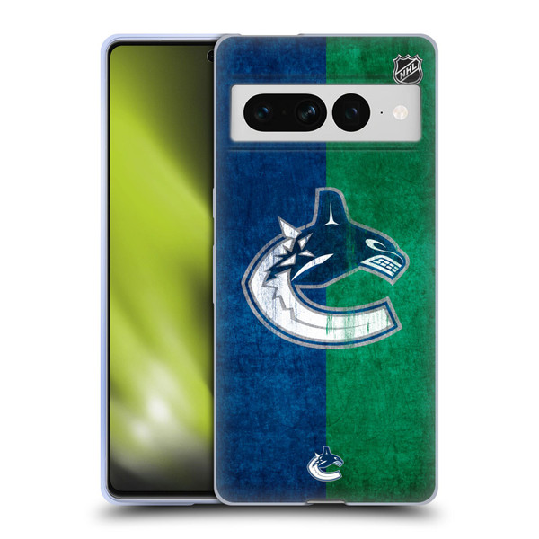 NHL Vancouver Canucks Half Distressed Soft Gel Case for Google Pixel 7 Pro