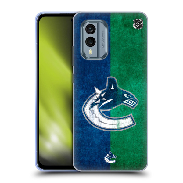 NHL Vancouver Canucks Half Distressed Soft Gel Case for Nokia X30