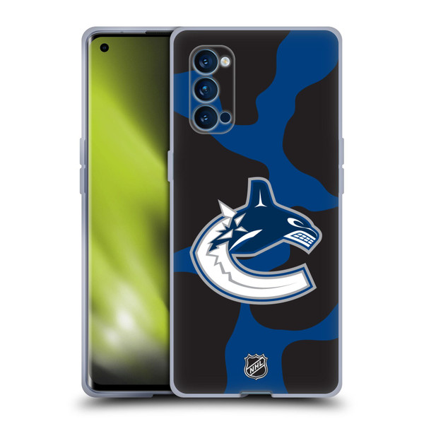 NHL Vancouver Canucks Cow Pattern Soft Gel Case for OPPO Reno 4 Pro 5G
