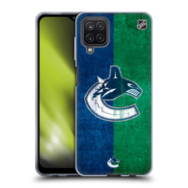 NHL Vancouver Canucks Half Distressed Soft Gel Case for Samsung Galaxy A12 (2020)