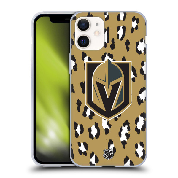 NHL Vegas Golden Knights Leopard Pattern Soft Gel Case for Apple iPhone 12 Mini