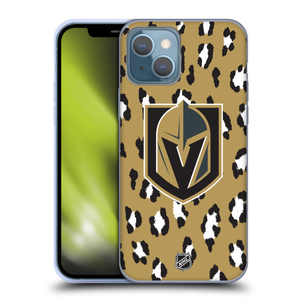 NHL Vegas Golden Knights Leopard Pattern Soft Gel Case for Apple iPhone 13