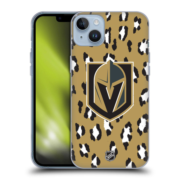 NHL Vegas Golden Knights Leopard Patten Soft Gel Case for Apple iPhone 14 Plus