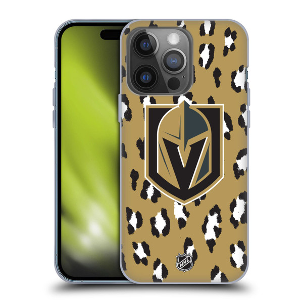 NHL Vegas Golden Knights Leopard Patten Soft Gel Case for Apple iPhone 14 Pro