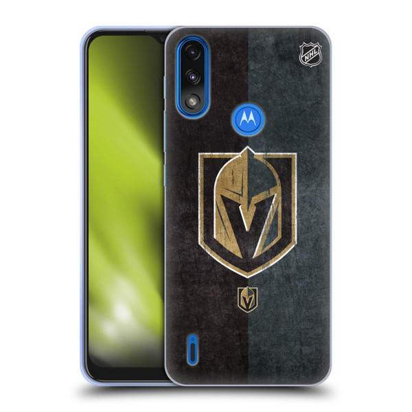 NHL Vegas Golden Knights Half Distressed Soft Gel Case for Motorola Moto E7 Power / Moto E7i Power