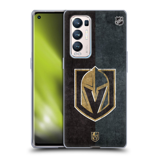 NHL Vegas Golden Knights Half Distressed Soft Gel Case for OPPO Find X3 Neo / Reno5 Pro+ 5G
