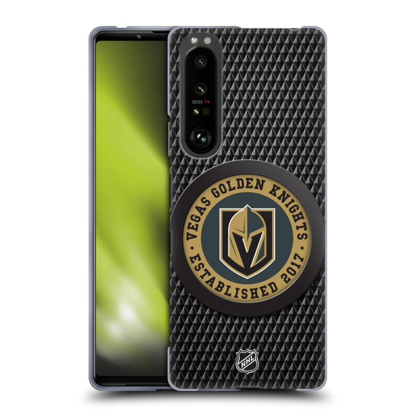NHL Vegas Golden Knights Puck Texture Soft Gel Case for Sony Xperia 1 III