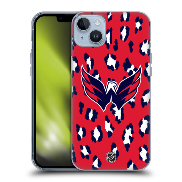 NHL Washington Capitals Leopard Pattern Soft Gel Case for Apple iPhone 14 Plus